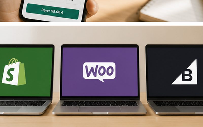 Comparaison visuelle Shopify WooCommerce PrestaShop trois plateformes e-commerce