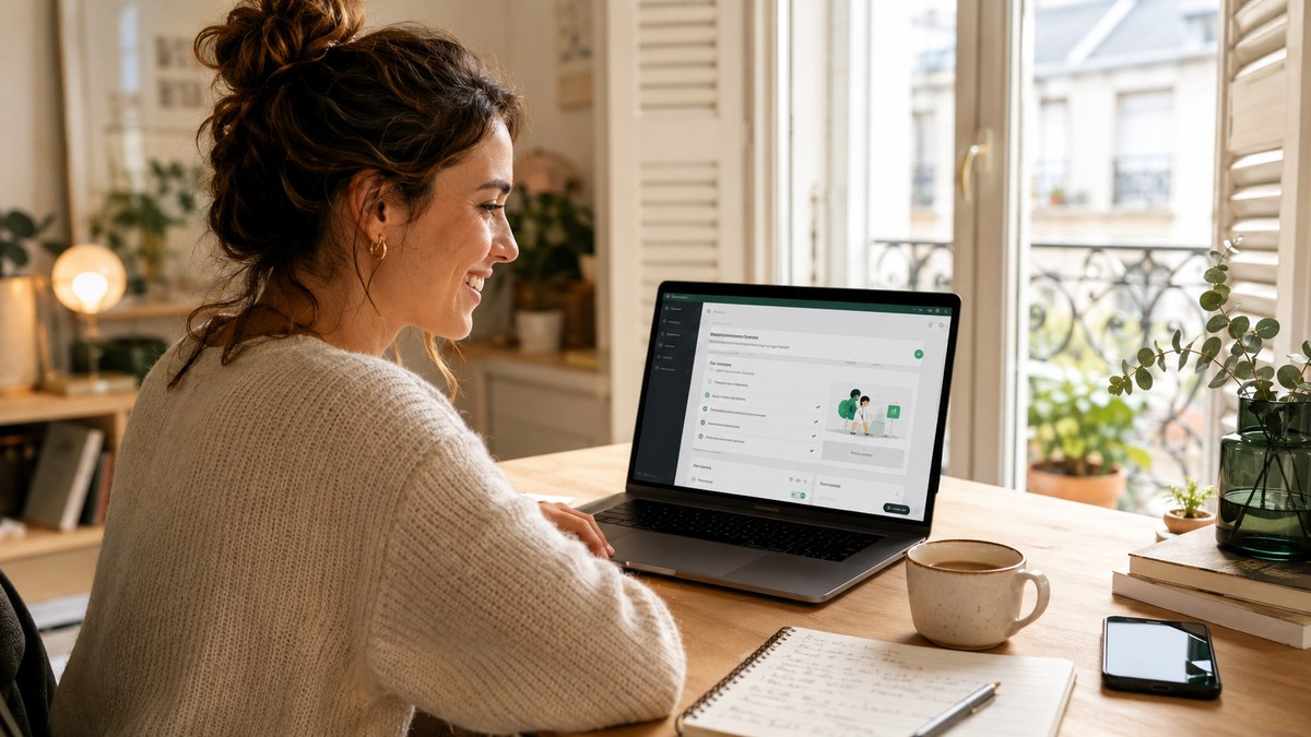 Entrepreneuse creant sa boutique en ligne avec Shopify
