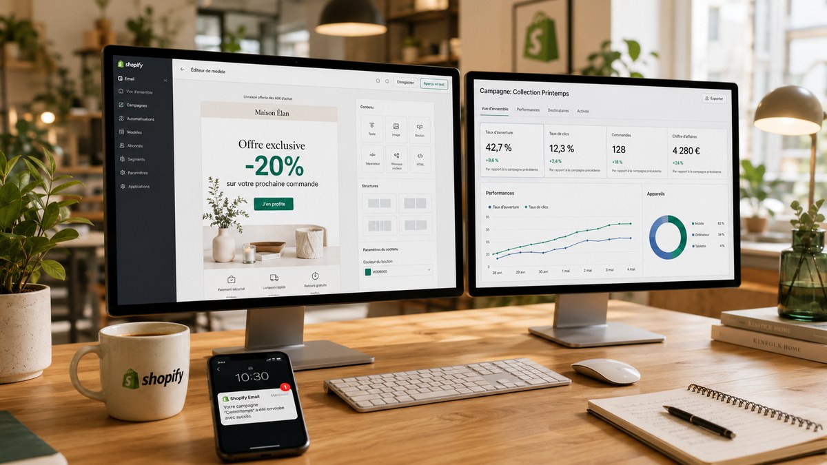 Tableau de bord email marketing automation pour boutique e-commerce Shopify